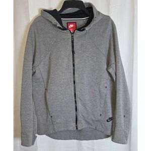 Nike Gray Full-Zip Hooded Track Jacket Women's Size Medium Form Fitting